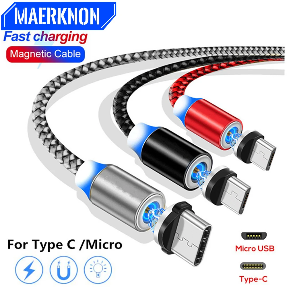 Cable cargador magnético de carga rápida, Cable Micro USB tipo C para iPhone 11 Pro Max, Samsung, Xiaomi, teléfono móvil