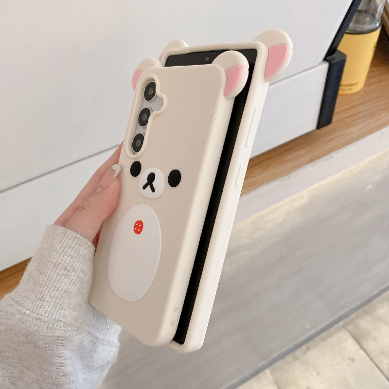Nueva funda de teléfono de lujo de Color sólido Rilakkuma de silicona suave a prueba de golpes para Samsung S25 Ultra S24 Ultra Plus cubierta trasera de parachoques - imagen 5