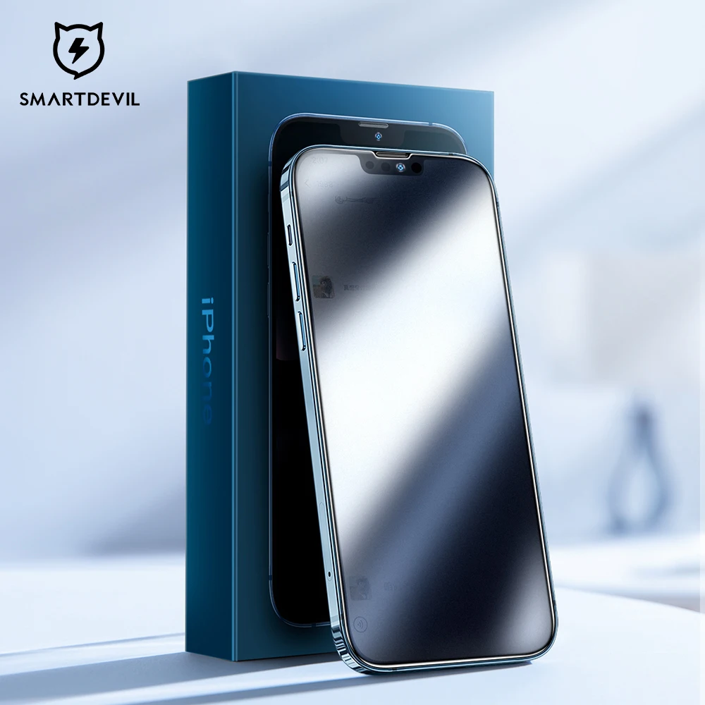 SmartDevil-Protector de pantalla antiespía mate para iPhone 14, 13, 12, 11 Pro Max, 13 mini XS, vidrio templado de privacidad esmeril, antiespionaje