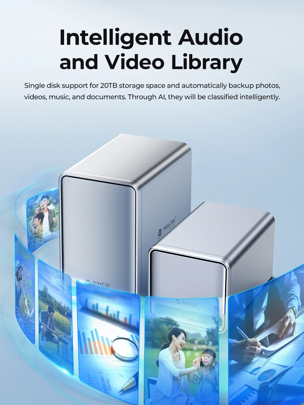 ORICO 5 Bay Caja de disco duro SATA de 3,5 pulgadas Caja de almacenamiento de disco duro de red NAS con compensación de datos de cifrado de uso multicuento - imagen 5