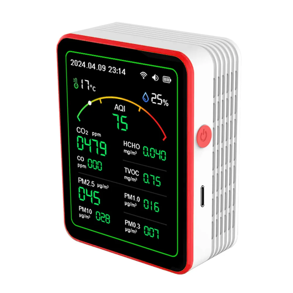 Monitor de calidad del aire interior WiFi 15 en 1, Control por aplicación portátil AQI PM0.3 PM1.0 PM2.5 PM10, probador doméstico CO CO2 TVOC HCHO - imagen 5