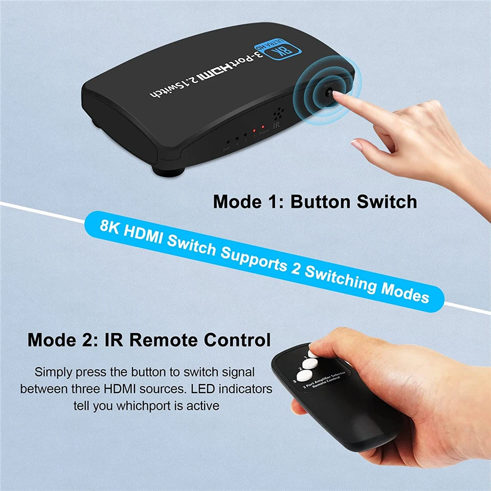 Navceker-Divisor HDMI 8K, 60Hz, 4K, 120Hz, 3 en 1, para TV, Xiaomi, Xbox, serie, PS5, Cable HDMI, Monitor, proyector, HDMI 2,1 - imagen 5