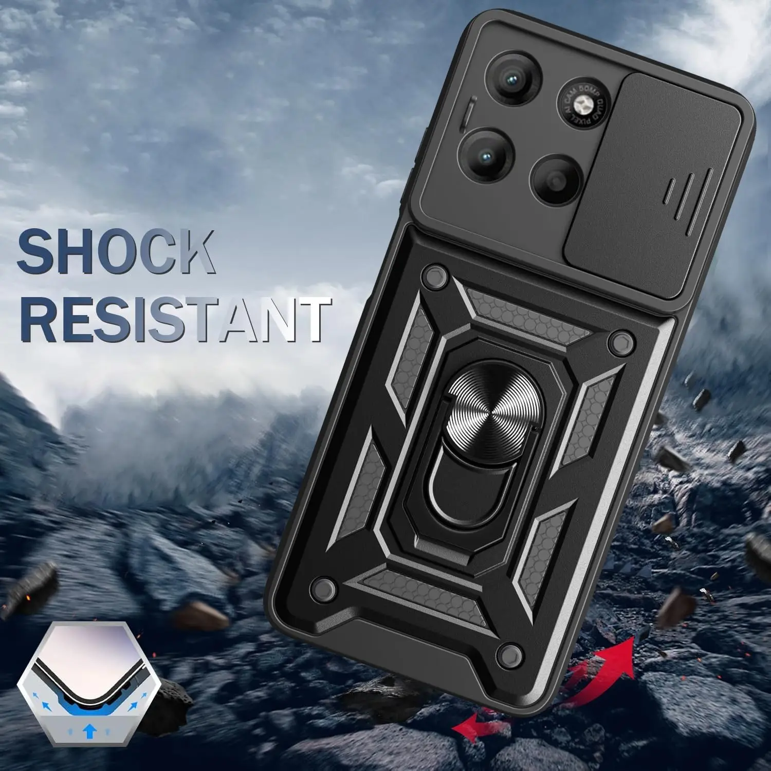 Armadura Funda de teléfono para Motorola Moto G56 G86 cubierta protección de lente con anillo soporte magnético Coque Fundas Capa - imagen 4