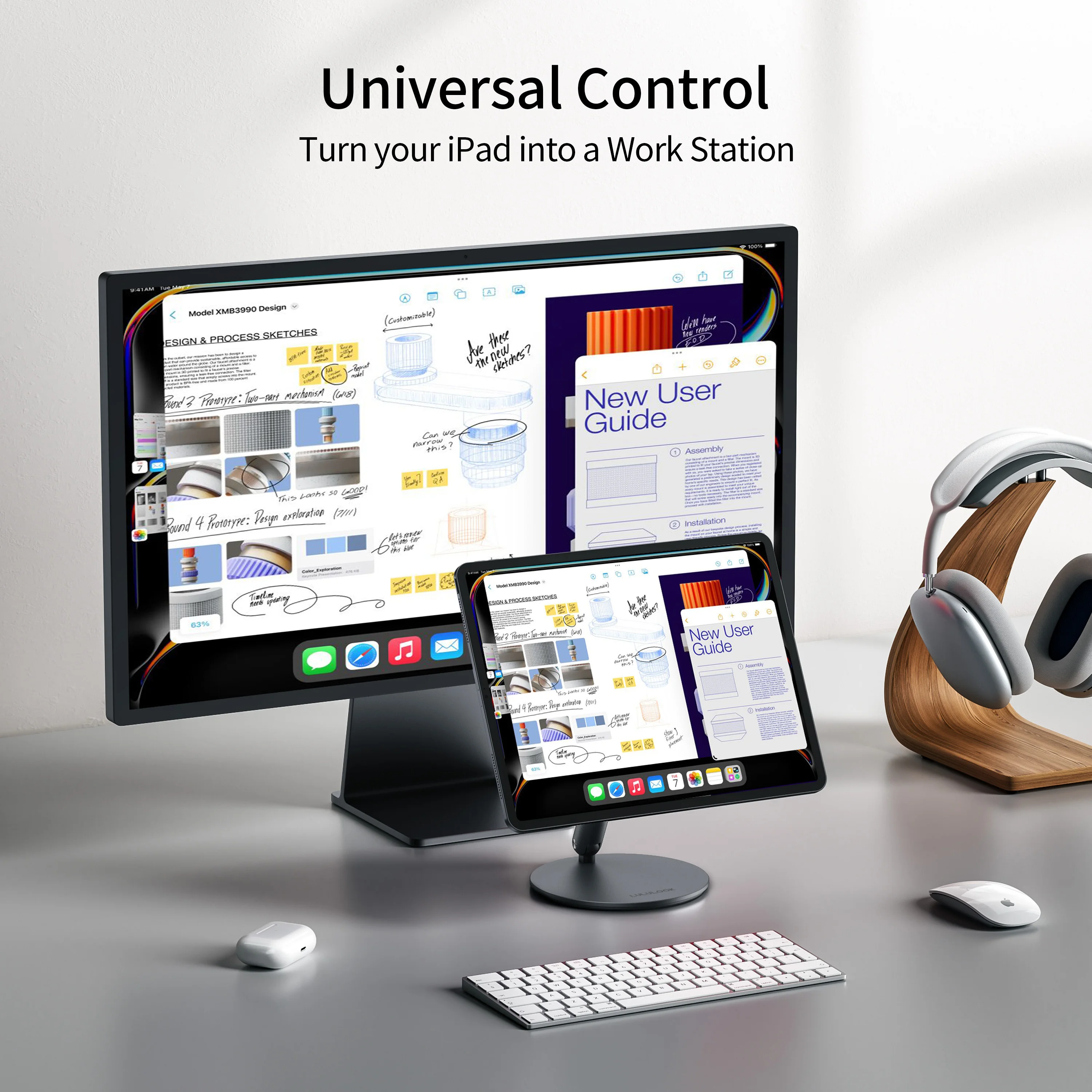 LULULOOK 360 °   Soporte magnético con Base de rotación para iPad Pro, soporte plegable ajustable para iPad Pro 12,9/11 M4 M5 iPad Air M3 5/4th - imagen 3