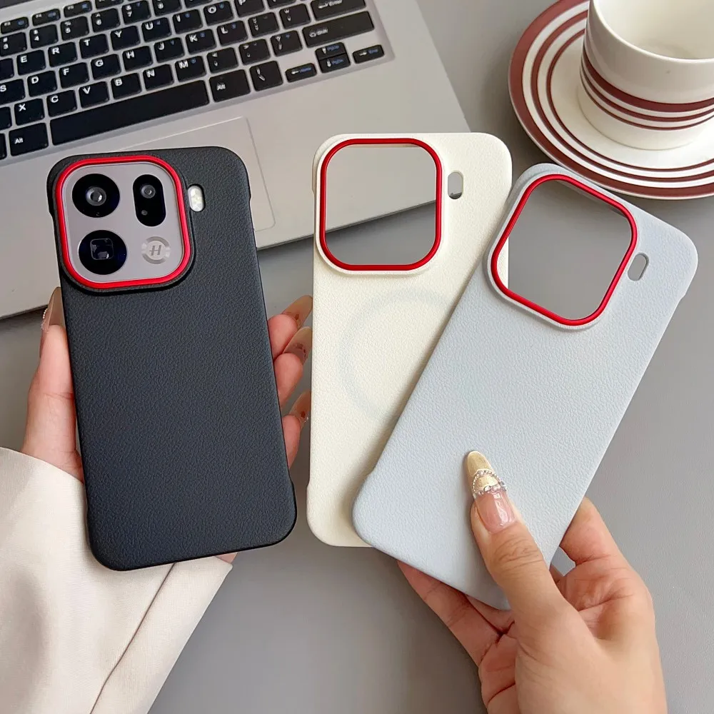 Para OPPO Find X9 Pro funda dura de PU con carga inalámbrica funda protectora trasera magnética delgada para OPPO Find X8 X8Pro carcasa de teléfono