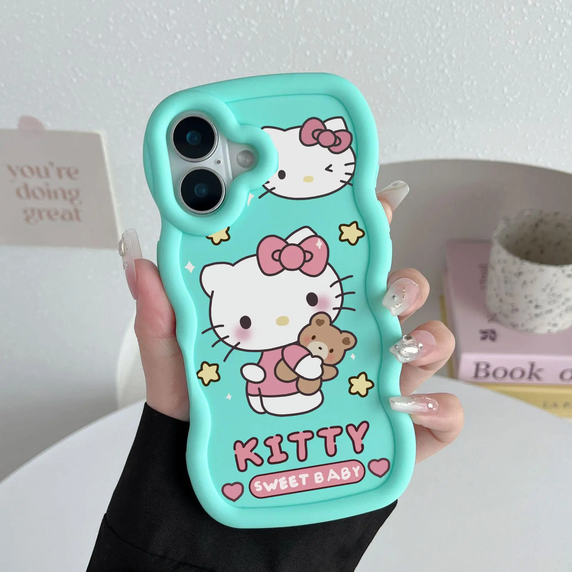 Sanrio Hello Kitty Bow Love Funda para Xiaomi 14T Pro 14T Poco X6 X5 X3 Pro Funda de silicona ondulada - imagen 5