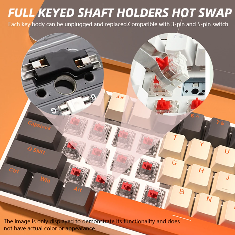 Teclado mecánico inalámbrico G68 para juegos, teclado Bluetooth intercambiable en caliente, 68 teclas, luz RGB personalizada para Gamer, tableta, trabajo de ordenador - imagen 3