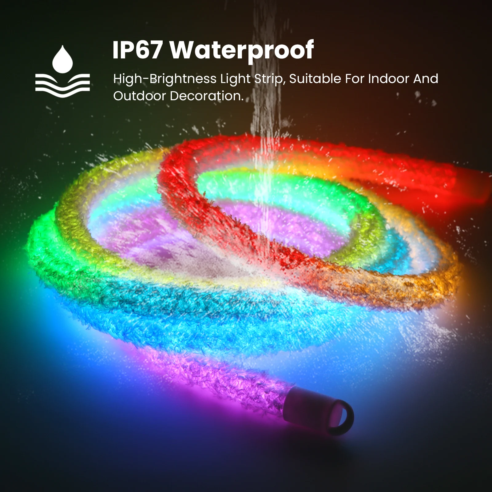 Tira de LED de neón redonda DC5V WS2812B, luz de píxel de neón Led Flexible RGB inteligente de 360 grados, Control por aplicación direccionable IP67 y Kit de 24 teclas - imagen 2