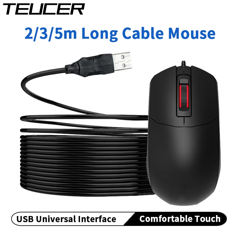 TEUCER Cable de extensión para el hogar con cable Ratón 2m 3m 5m Ratones de oficina de alta sensibilidad Periféricos de computadora