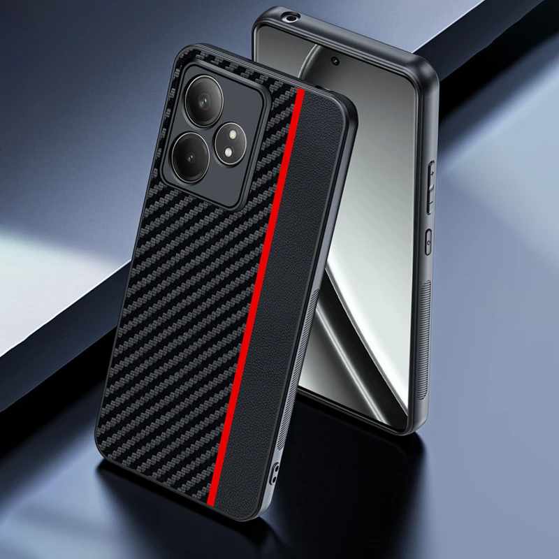 Para Realme GT 6 6T Neo 6 SE Funda de lujo con textura de fibra PU-Protección de cuero Capa Funda para Realme GT Neo 6 Funda a prueba de golpes - imagen 2
