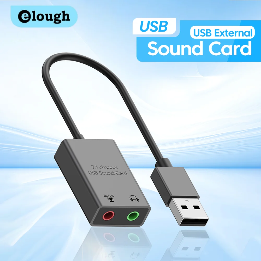 Elough USB/Tipo c a tarjeta de sonido de 3,5 mm Computadora de simulación externa Computadora portátil de 7,1 canales para mejorar la calidad del sonido