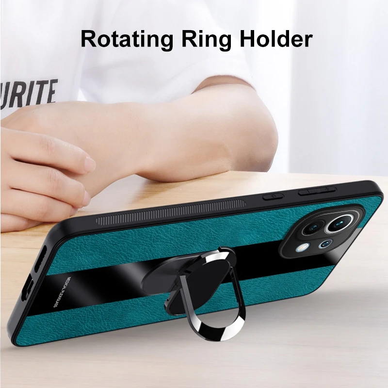 Funda de cuero con soporte de anillo para Xiaomi Mi 11 Lite 5G NE 11 Pro 11i, funda de silicona magnética de lujo para Xiaomi Mi 11 Ultra - imagen 5