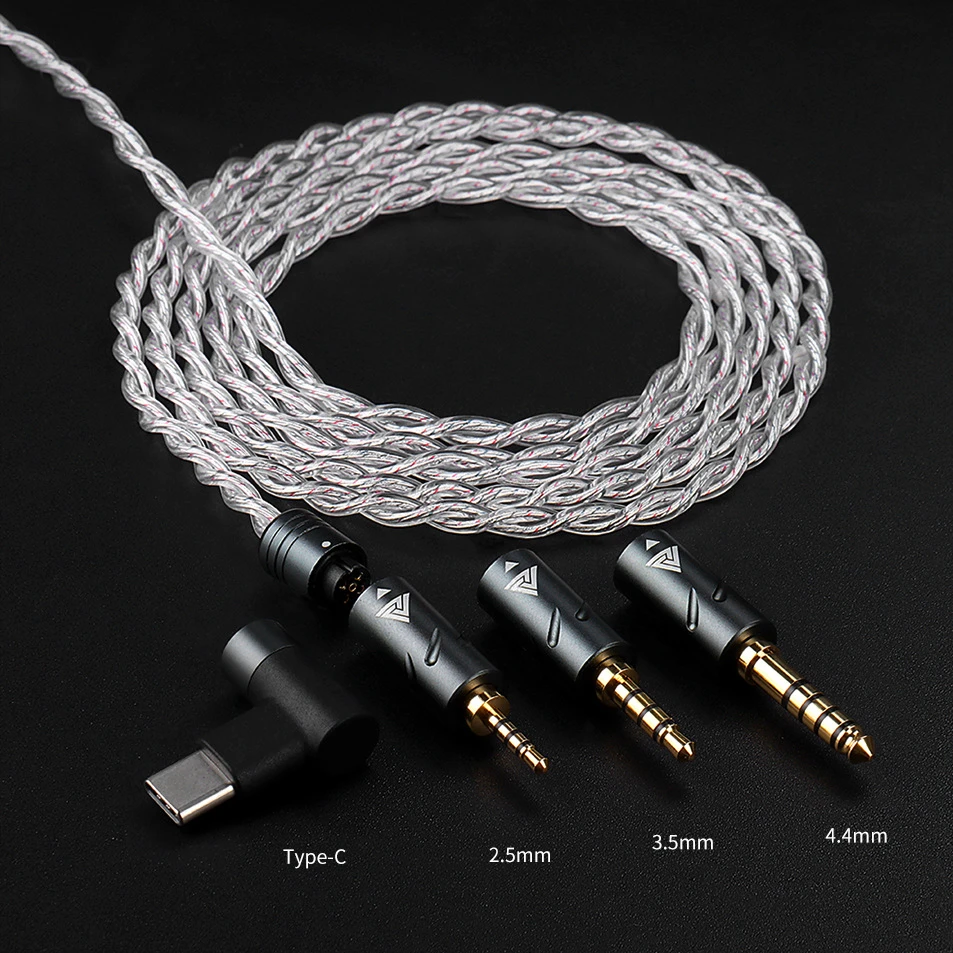 Cable de auriculares QKZ Q7MAX con micrófono Cable de alta fidelidad Cable de actualización de repuesto 2,5/3,5/4,4 MM/TypeC/MMCX/2 pines para KZ EDX PRO TRN - imagen 2