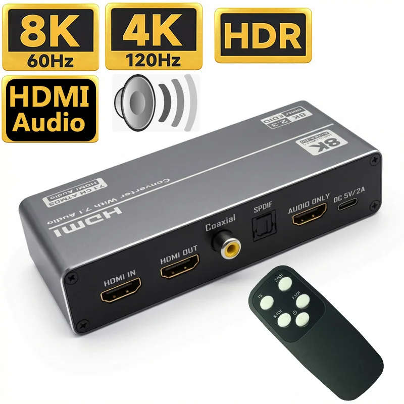 Extractor Audio HDMI 2.1 a Óptico y Coaxial 4K 120Hz - imagen 2