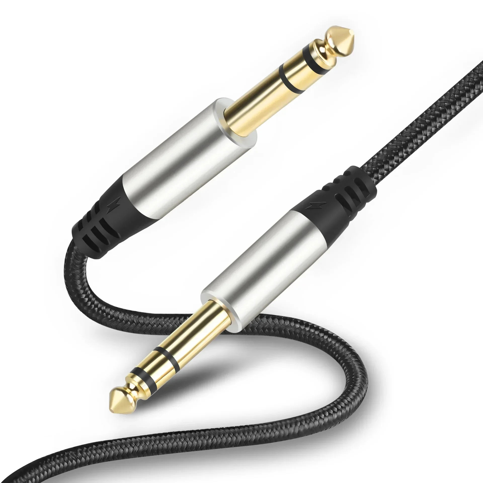 Cable de guitarra para instrumentos de 6,35 mm a 6,35 mm chapado en oro 6,35 mm 1/4 "macho TRS a 6,35 mm 1/4" macho TRS Cable de audio estéreo equilibrado