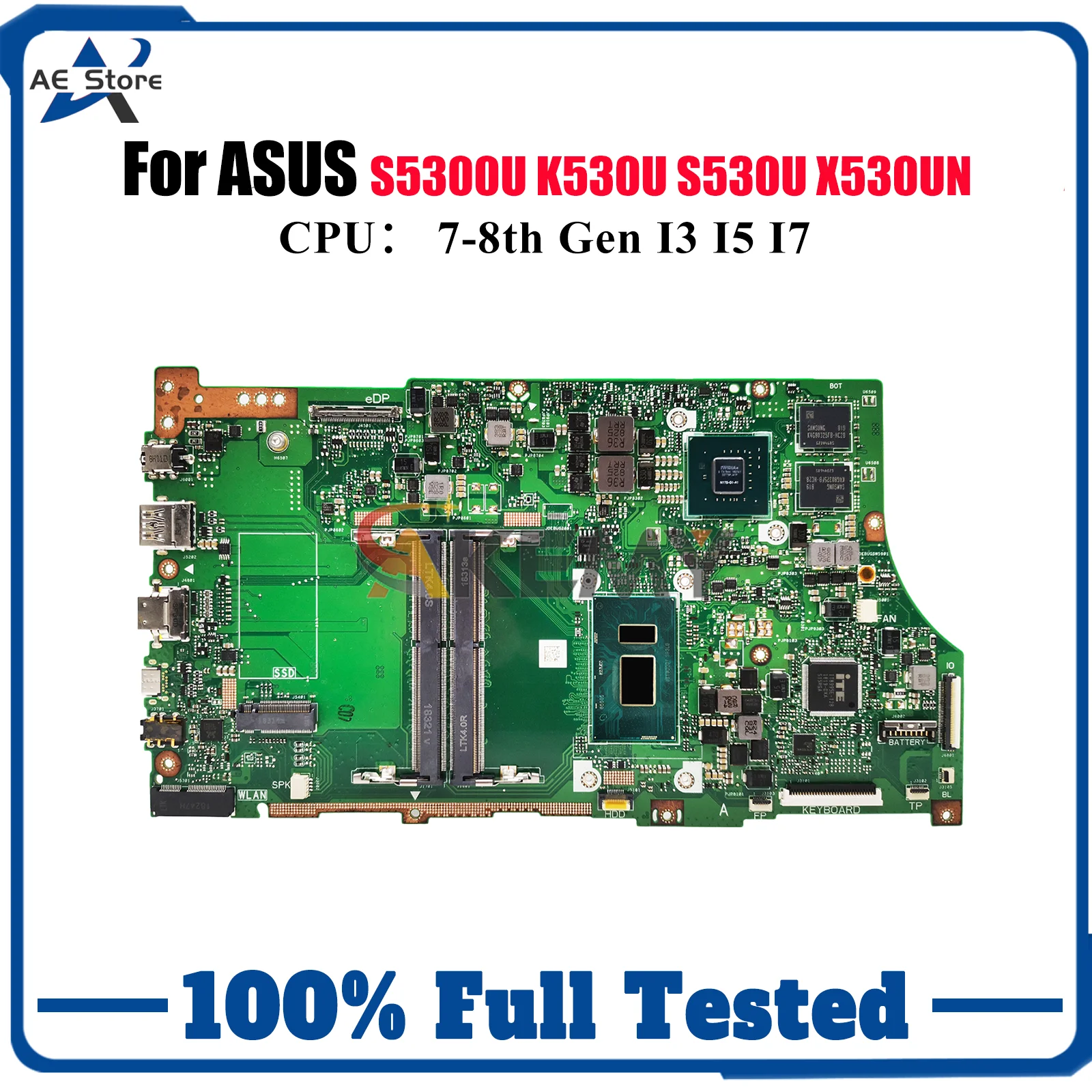 Placa base para ordenador portátil X530UN para ASUS VivoBook K530U S5300U X530UN X530U S530U placa base para portátil con CPU I3 I5 I7 110% pruebas OK