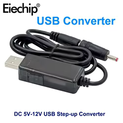 Cable convertidor de aumento USB, conector para fuente de alimentación, cargador, convertidor de potencia, 5V a 9V, 12V, 3,5x1,35mm