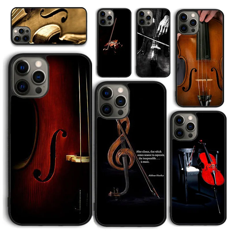 Funda de teléfono con lazo de violines de madera para iPhone 17 Air 16 15 14 12 13 PLUS 11 PRO MAX, carcasa trasera