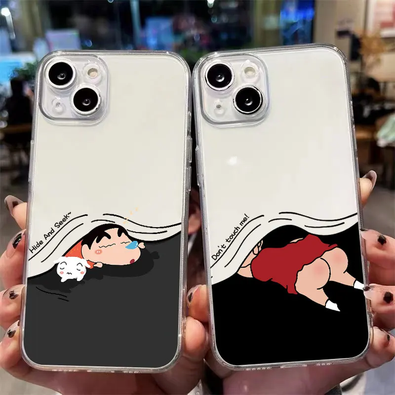 Crayon Shinchan-funda bonita para teléfono Apple iPhone 15 16 Pro XS Max 13 14 Plus XR SE 7 8 12 11 Pro plus mate