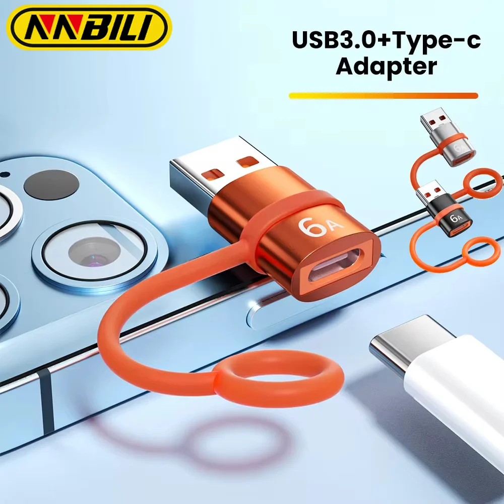 NNBILI-Adaptador USB 3,0 a tipo C, Conector de carga rápida hembra a USB macho, 6A, para ordenador portátil, Xiaomi, Samsung, Otg