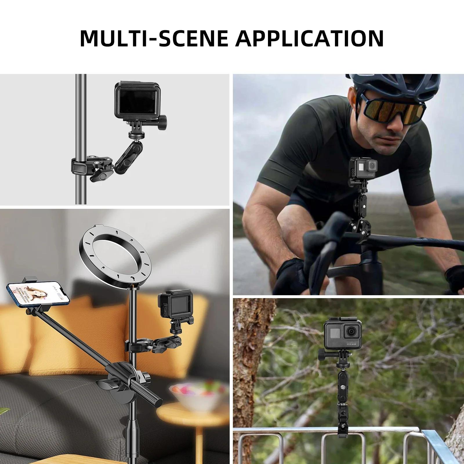 Nueva actualización totalmente de Metal Super abrazadera 360 cabeza de bola brazo mágico garras de cangrejo adaptador de cabeza de bola doble para cámara Gopro luces LED micrófono - imagen 5