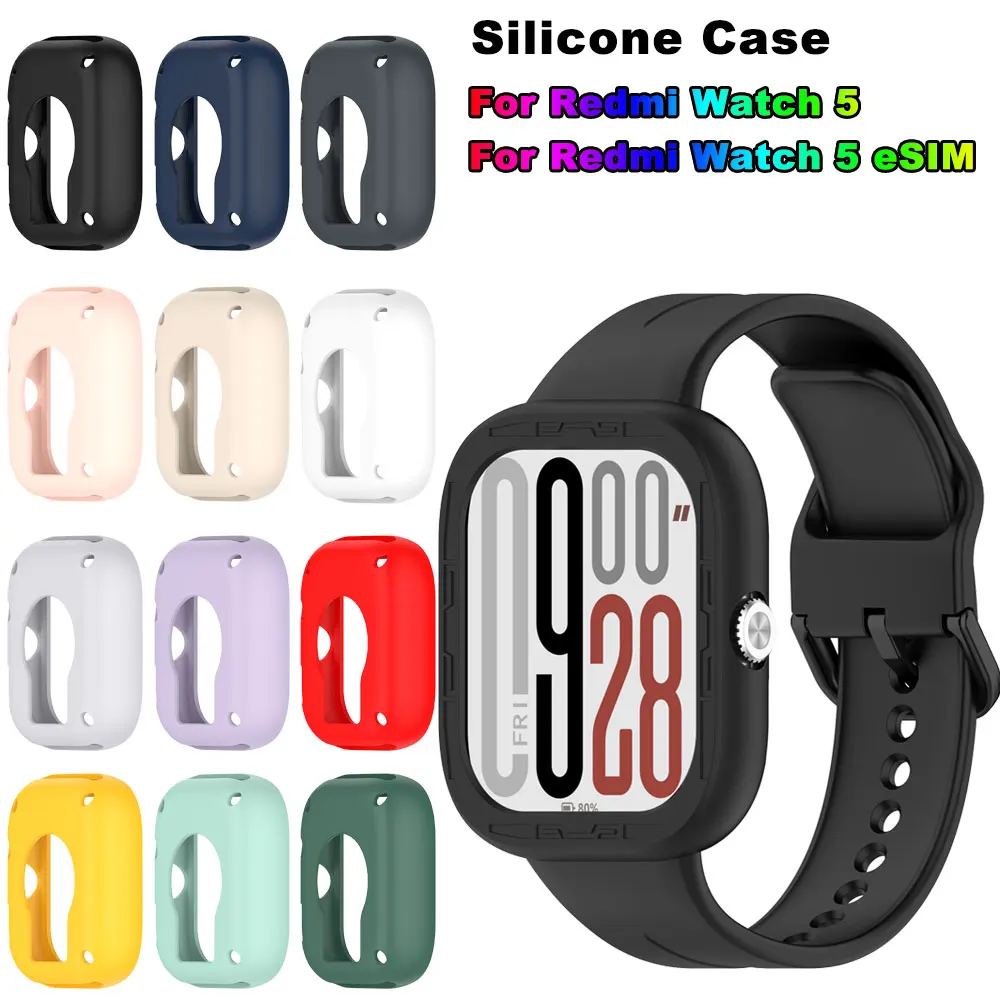Funda protectora para reloj inteligente Redmi 5, Protector de marco de parachoques de silicona para Xiaomi Redmi Watch 5, funda eSIM