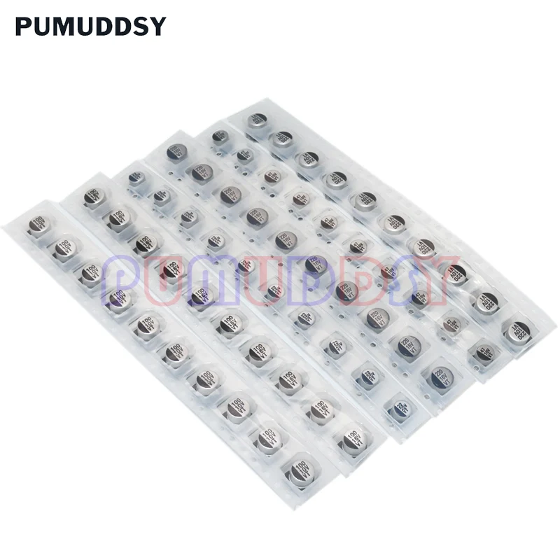 Kit surtido de condensadores electrolíticos de aluminio, Kit de muestras PUMUDDSY 13 valores * 10 Uds = 130 uds, 1uF-220uF SMD, 130 uds/lote - imagen 3