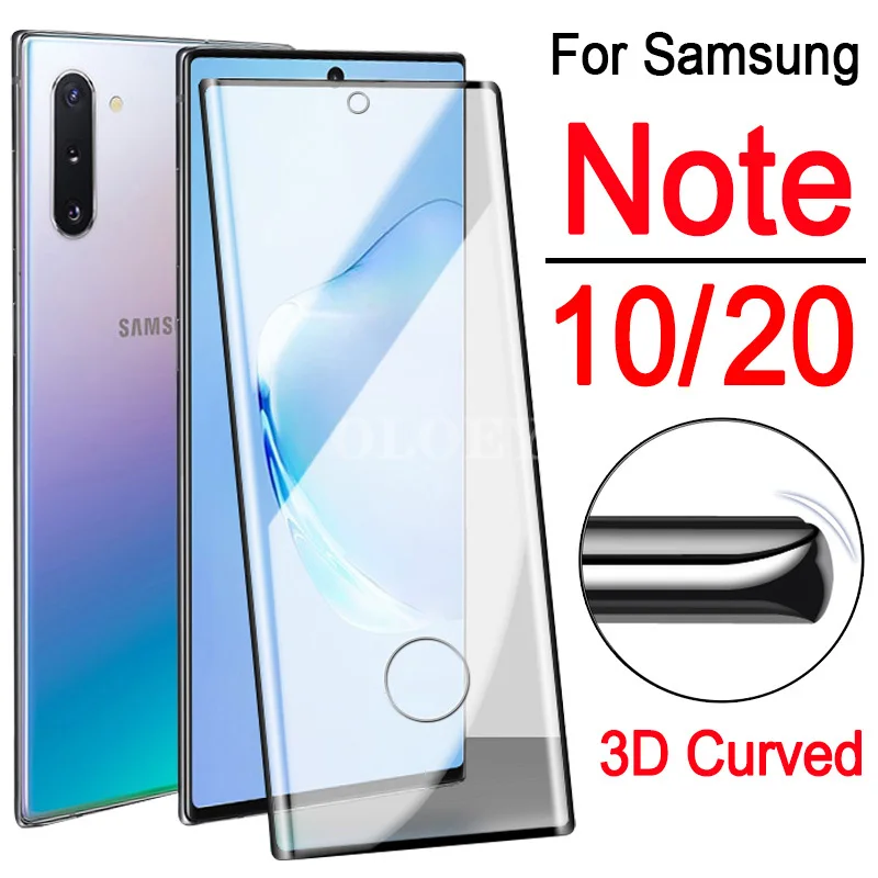 Película templada de pantalla curvada 3D para Samsung note 20 Ultra 20Plus Note20 +, protector de pantalla para Galaxy note 10 20 ultra 10plus, vidrio 9H