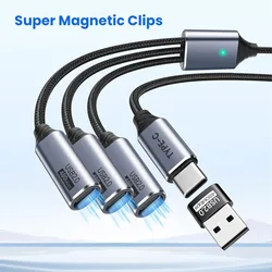 Divisor USB C de 3 puertos con adaptador USB para transferencia de datos, divisor de USB-C para cargar Cable macho a hembra multitipo C para PC