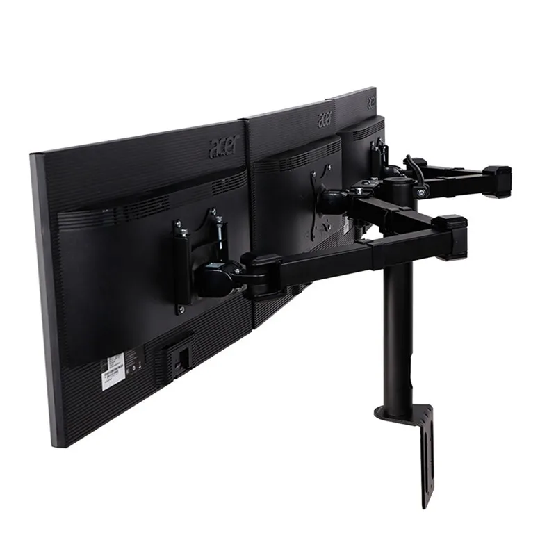 Soporte de montaje de escritorio de movimiento completo con brazos de Triple Monitor apto para tres pantallas LCD soporte máximo 10KG por brazo soporte de MONITOR - imagen 3