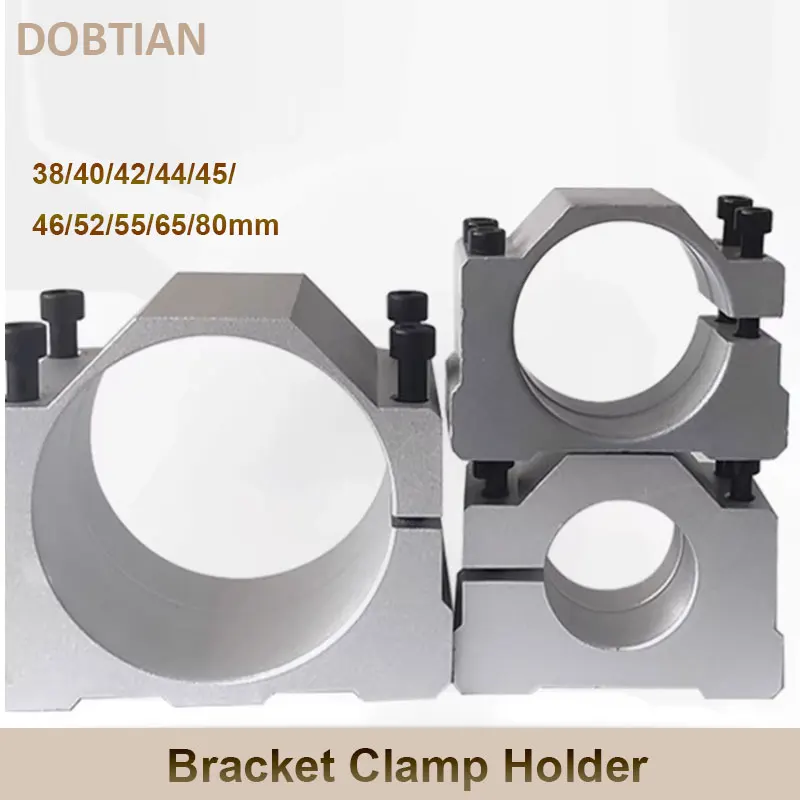 Soporte de Motor de abrazadera de husillo de aluminio de 38/40/42/44/45/46/52/55/65/80mm con tornillo de 4 Uds para montaje de Motor de máquina enrutadora de grabado CNC - imagen 2