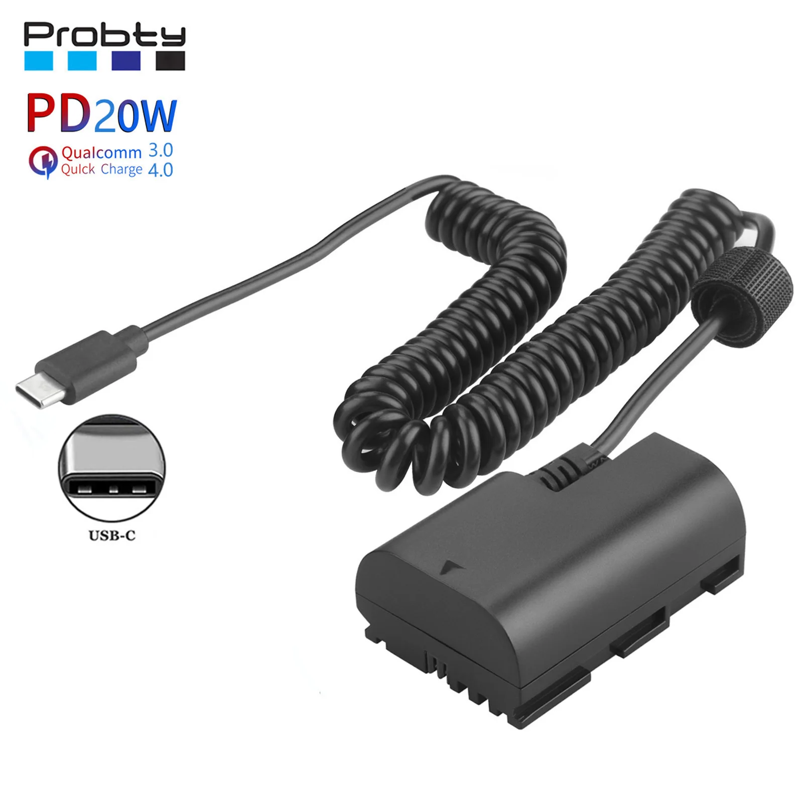 Adaptador de corriente de batería ficticia LPE6NH de USB-C a LP-E6NH, para cámara Canon EOS R5, R6, 5DS R, 7D, 6D, 5D3, 5D4, 90D, 80D, 70D, 60Da