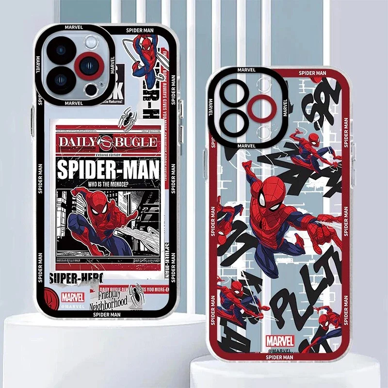 Funda de teléfono Marvel Spider Man para Xiaomi POCO X7 Pro X6 X5 M3 X3 NFC X4 GT M4 F5 Mi 11 Lite 5G NE 11T cubierta de protección completa transparente