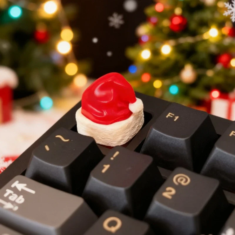 MAIMOOO sombrero de Navidad Keycap 1 pieza creativo personalizado tapa de llave de resina Santa Claus sombrero rojo lindos Keycaps para teclado mecánico MX