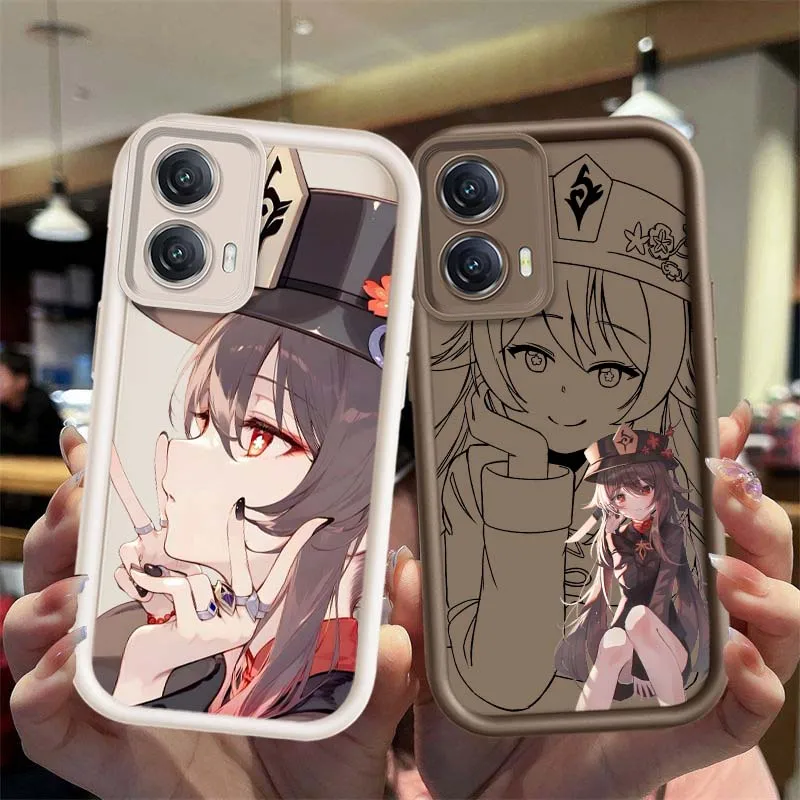 Hu Tao-funda de Chica de Anime para Motorola Edge 50 60 G30 G20 G10 G05 G04s E30 E32 E14 Stylus Fusion Pro, funda de teléfono con escalera ocular - imagen 2