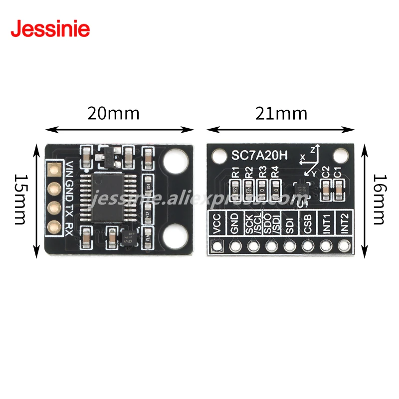 1-5 uds SC7A20H Módulo Sensor de ángulo de inclinación de aceleración de gravedad de 3 ejes detección Horizontal salida de puerto serie de transmisión IIC/SPI - imagen 4