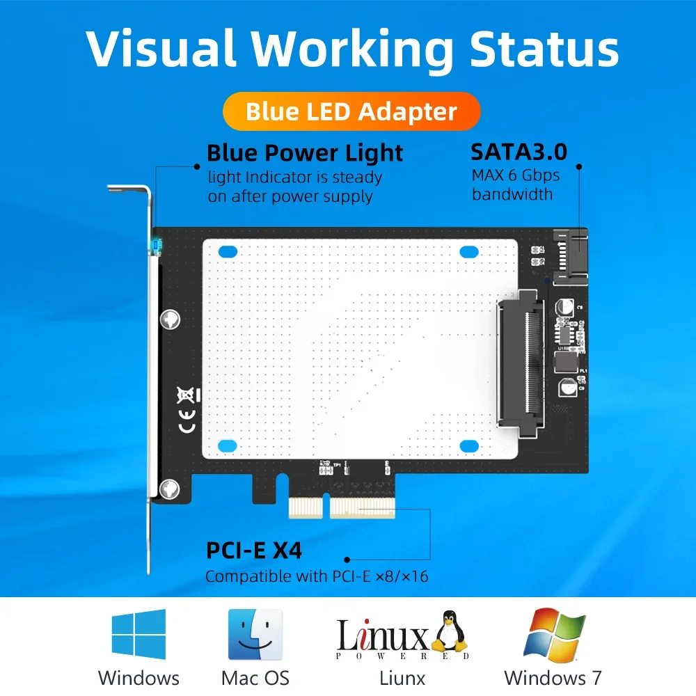 Tarjeta adaptadora MAIWO U.2/SATA PCI-E3.0X4 a U.2/SATA placa adaptadora de disco de estado sólido tarjeta de expansión SATA de 2,5 pulgadas PCI-E X8 X16 - imagen 5