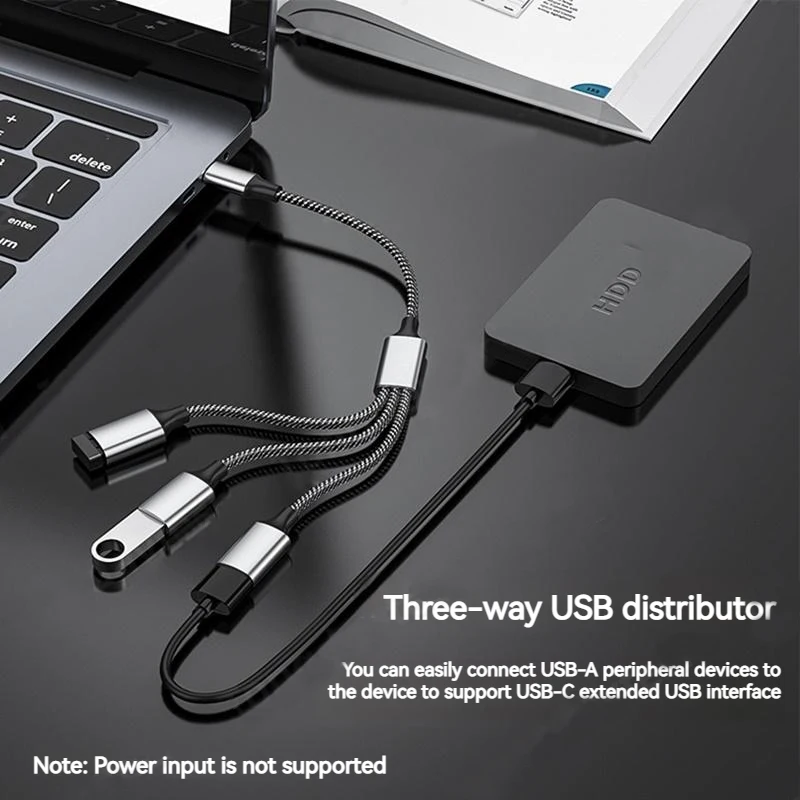Cable adaptador multidivisor tipo C a USB de 4 puertos OTG de alta velocidad para accesorios de ordenador PC multipuerto 1 USB a 3 puertos USB 2,0 - imagen 4