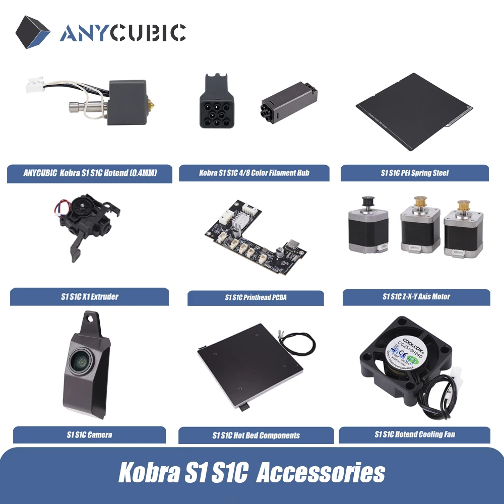 ANYCUBIC Kobra S1 Kobra S1, accesorios combinados, extrusora Hotend, concentrador de filamento de 8 colores, módulo de detección de retorno de acero con resorte PEI