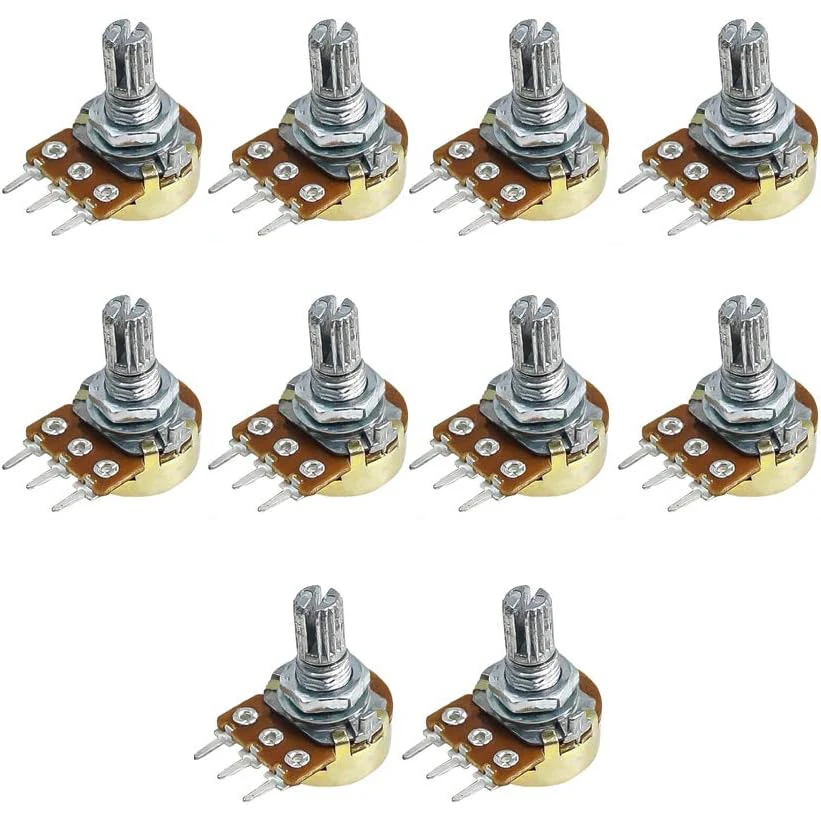 10 Uds WH148 15mm potenciómetro lineal de 3 pines con tuercas y arandelas 1K 2K 5K 10K 20K 50K 100K 250K 1M Kit de potenciómetros - imagen 4