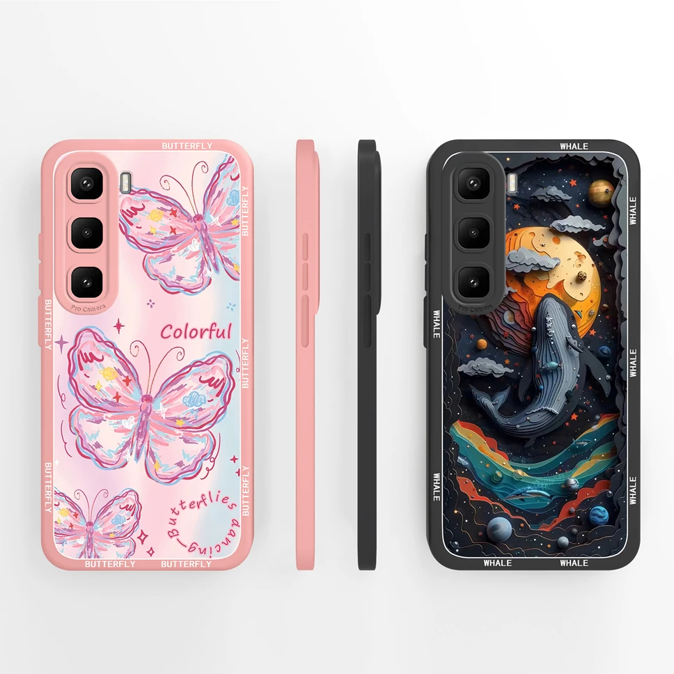 Para Infinix Hot 60 Pro Plus 4G funda de teléfono bonita funda protectora de mariposa para Infinix Hot 60Pro + parachoques ligero anticaída - imagen 4