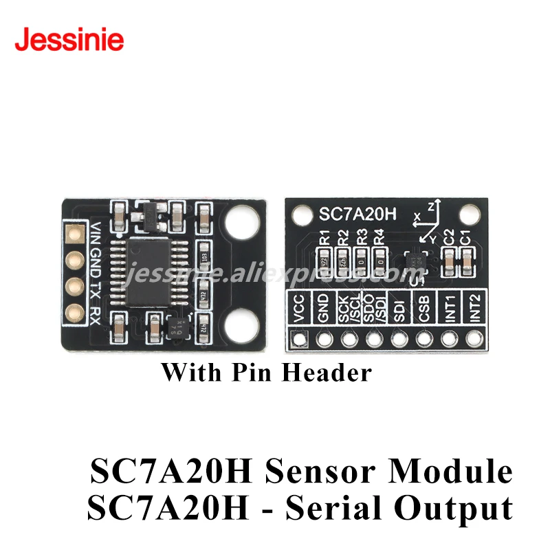 1-5 uds SC7A20H Módulo Sensor de ángulo de inclinación de aceleración de gravedad de 3 ejes detección Horizontal salida de puerto serie de transmisión IIC/SPI