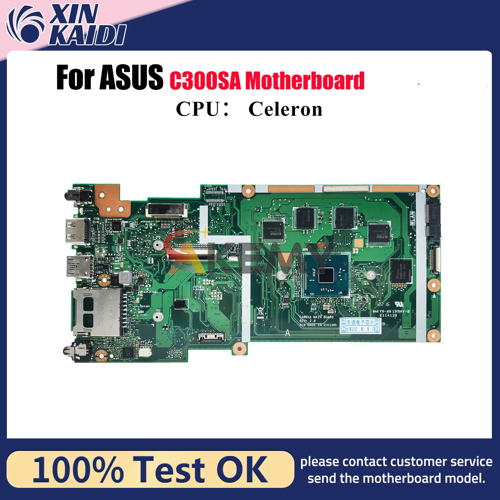 Placa base para ordenador portátil C300SA para ASUS Chromebook C300SA C300S placa base para portátil con CPU Celeron 100% pruebas OK envío rápido stk