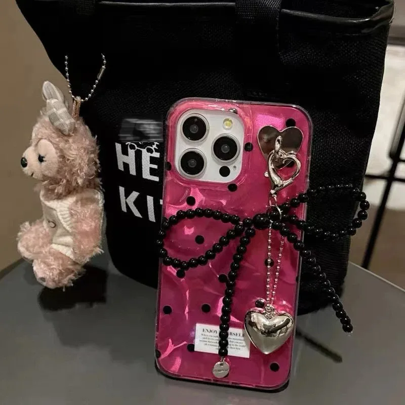 Funda de cadena con lazo y puntos de mariposa para Infinix Note 50 40 Pro 50S 50X Tecno Spark 30C Smart 9 10 Plus Camon 30 Zero 40 ITEL P55 - imagen 2