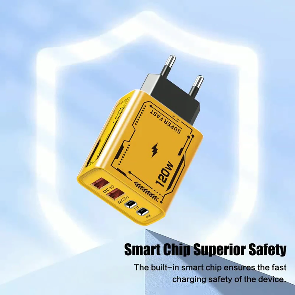 Xiaomi 120W cargador rápido de teléfono 4 puertos carga rápida USB C PD cargador adaptador de carga rápida 3,0 para iPhone Samsung Xiaomi Huawei - imagen 3