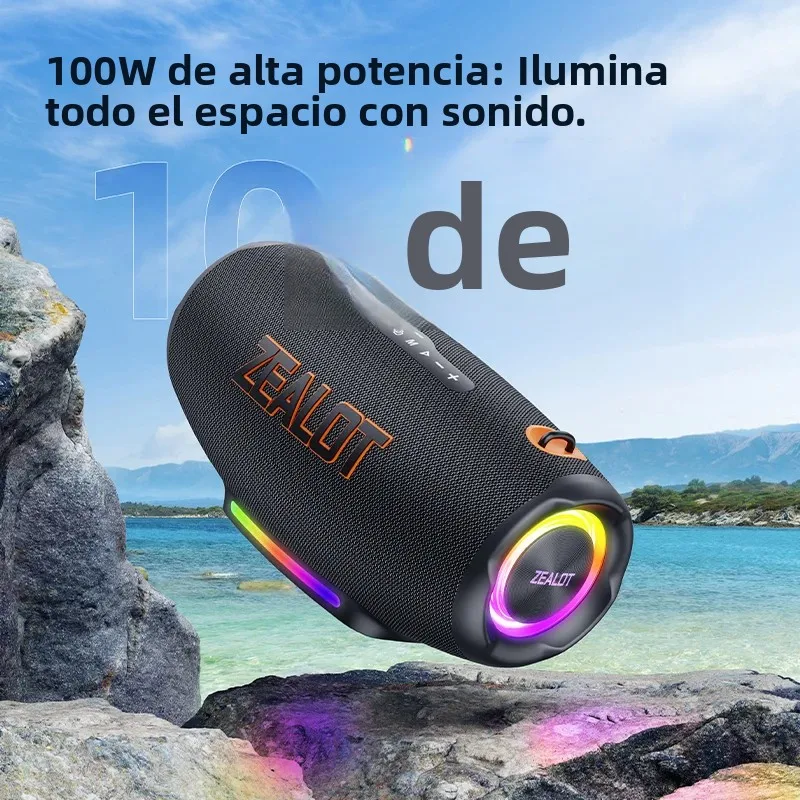 ZEALOT-127 100W subwoofer portátil altavoces Bluetooth tarjeta TF estéreo envolvente para exteriores altavoz impermeable caja de sonido inalámbrica - imagen 3