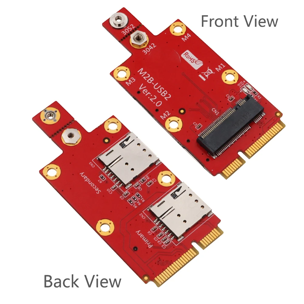 Convertidor M2 a Mini PCIE, tarjeta elevadora con ranura Dual para tarjeta NANO SIM, adaptador M.2 Key B a Mini PCI-E compatible con 3G/4G/5G