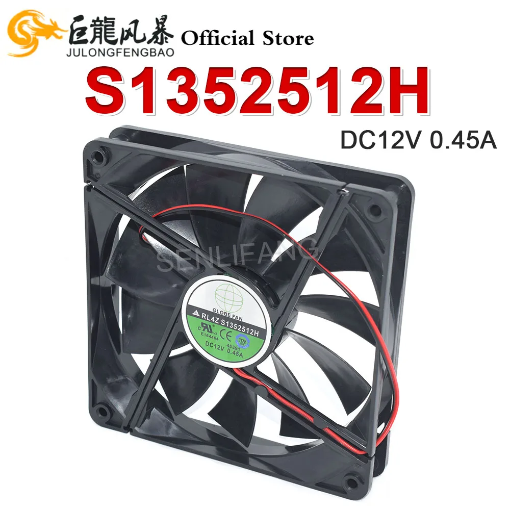 DC12V 0.45A 2Pin nuevo para ventilador GLOBE RL4Z ventilador de refrigeración de potencia del chasis S1352512H 135x135x25mm 13,5 cm