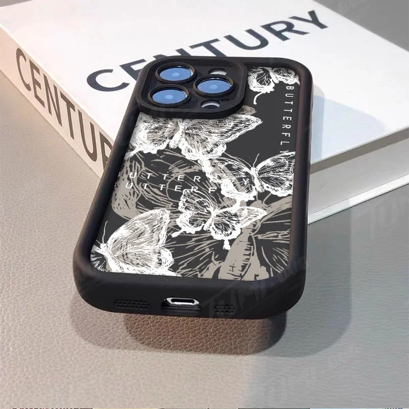 Bonita funda de teléfono de silicona con mariposa Retro para Xiaomi Redmi Note 13 12 11 Pro Plus 12S 11S 10S 10 9 9S 8 12C 13C, funda trasera mate - imagen 3