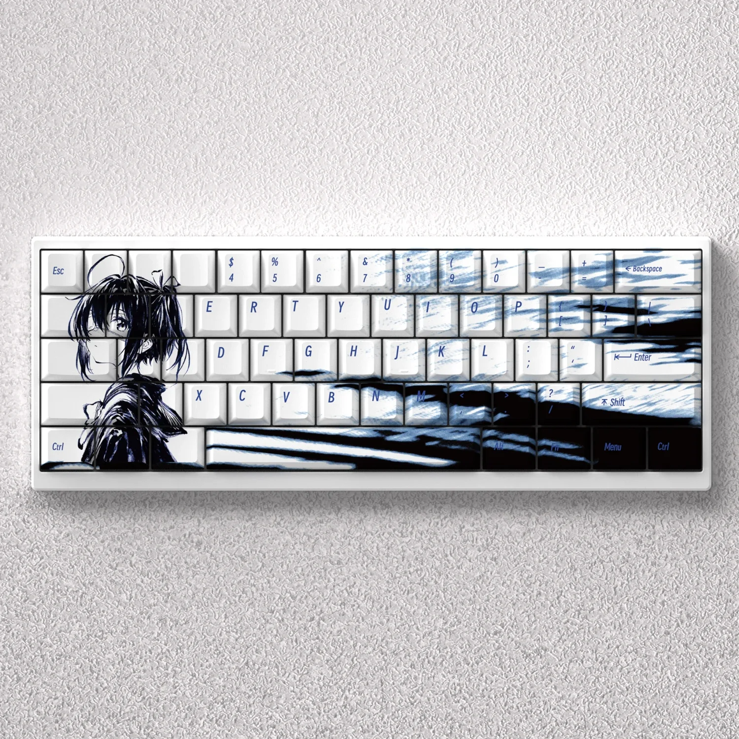 Teclas de 73 teclas Rikka Takanashi Anime PBT sublimación de tinte cereza para teclado mecánico 61 65 68 Akko Fun60pro Anne Pro 2 GK61